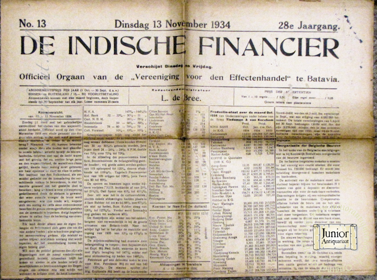 Krant geboortedag De Indische financier (03-02-1921), een mooi cadeau voor jubileum of verjaardag