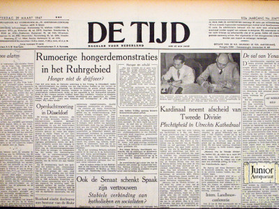 Krant geboortedag  De Tijd  (09-10-1948)