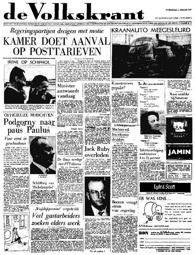 Voorpagina De Volkskrant 04-01-1967