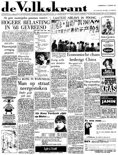 Voorpagina De Volkskrant 12-01-1967