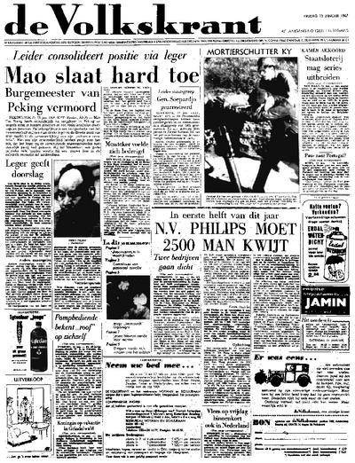 Voorpagina De Volkskrant 13-01-1967
