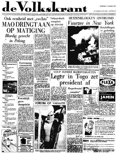 Voorpagina De Volkskrant 14-01-1967
