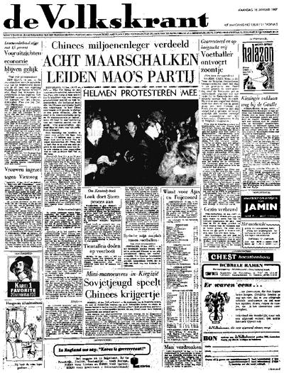 Voorpagina De Volkskrant 16-01-1967