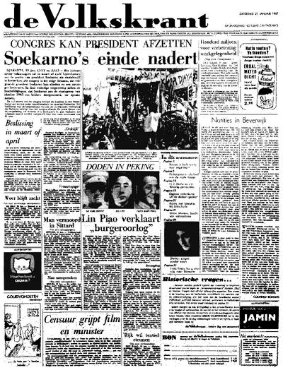 Voorpagina De Volkskrant 21-01-1967