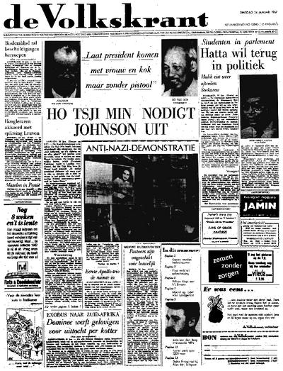 Voorpagina De Volkskrant 24-01-1967