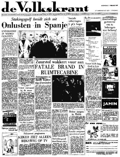Voorpagina De Volkskrant 01-02-1967
