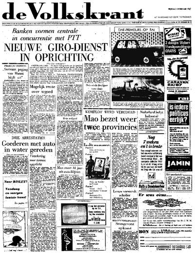 Voorpagina De Volkskrant 03-02-1967