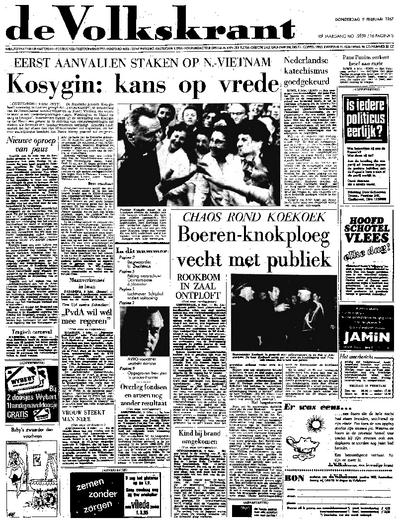 Voorpagina De Volkskrant 09-02-1967