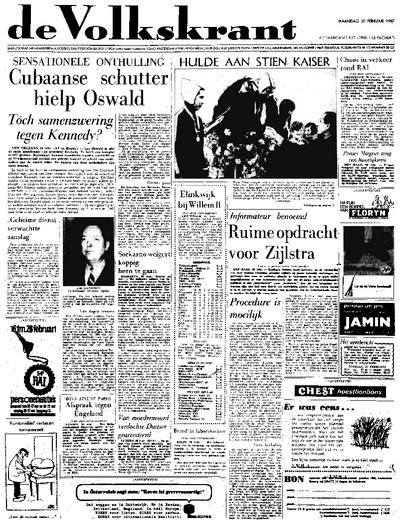 Voorpagina De Volkskrant 20-02-1967