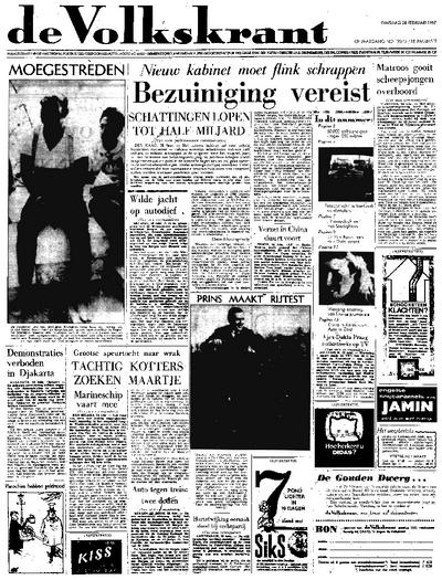 Voorpagina De Volkskrant 28-02-1967
