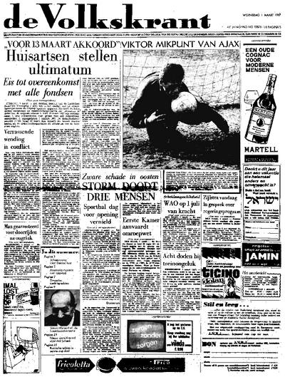 Voorpagina De Volkskrant 01-03-1967