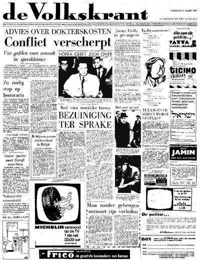 Voorpagina De Volkskrant 08-03-1967