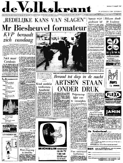 Voorpagina De Volkskrant 10-03-1967