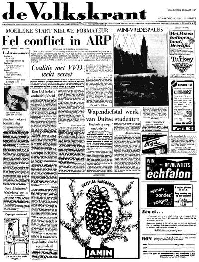 Voorpagina De Volkskrant 23-03-1967