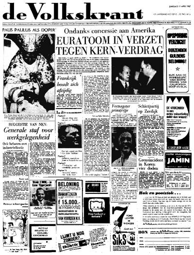 Voorpagina De Volkskrant 11-04-1967