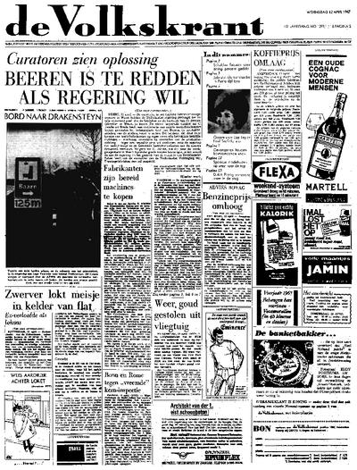 Voorpagina De Volkskrant 12-04-1967