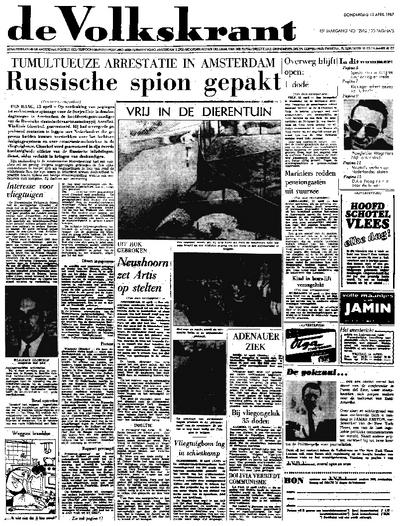 Voorpagina De Volkskrant 13-04-1967