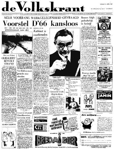 Voorpagina De Volkskrant 21-04-1967