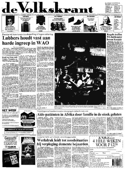 Voorpagina De Volkskrant 17-08-1991