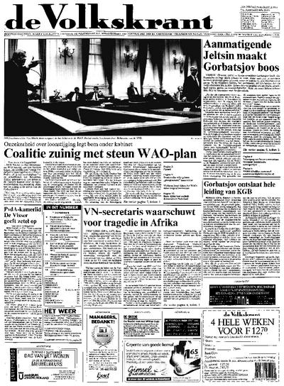 Voorpagina De Volkskrant 29-08-1991