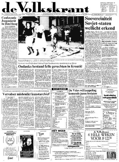 Voorpagina De Volkskrant 04-09-1991