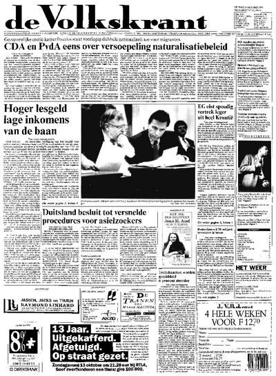Voorpagina De Volkskrant 11-10-1991