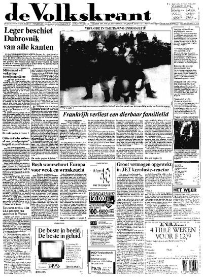 Voorpagina De Volkskrant 11-11-1991