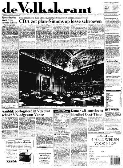 Voorpagina De Volkskrant 20-11-1991