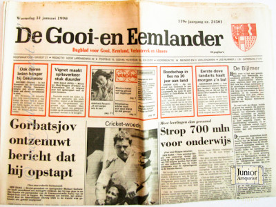 De Gooi en Eemlander krant geboortedag als jubileumscadeau