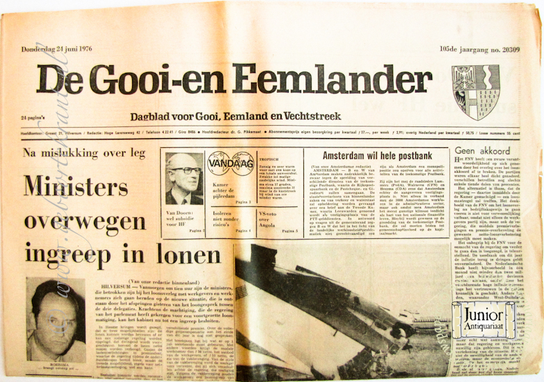 Krant geboortedag Gooi en Eemlander (08-08-1984), een mooi cadeau voor jubileum of verjaardag
