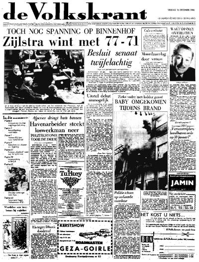 Voorpagina De Volkskrant 16-12-1966