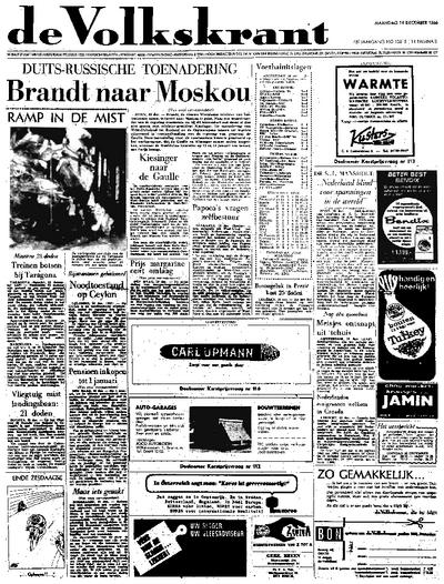 Voorpagina De Volkskrant 19-12-1966
