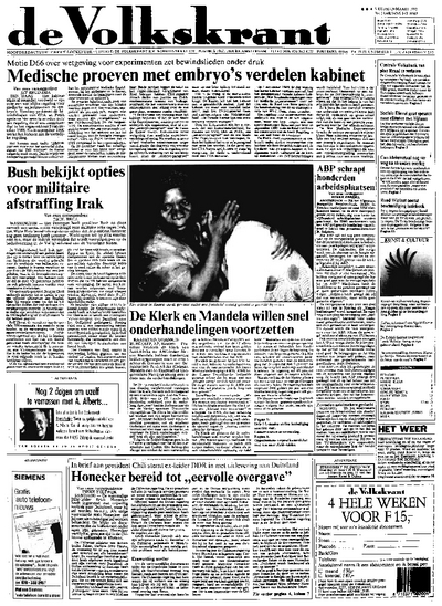 Voorpagina De Volkskrant 20-03-1992
