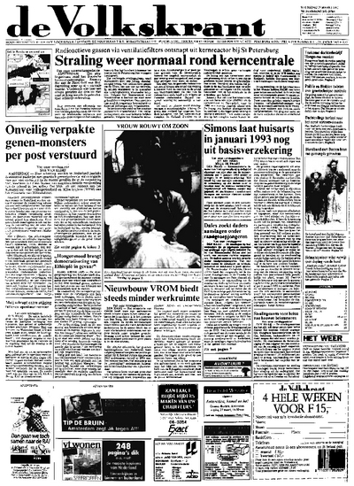 Voorpagina De Volkskrant 25-03-1992