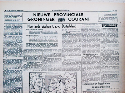 Krant geboortedag  Nieuwe Provinciale Groninger Courant (01-11-1962)