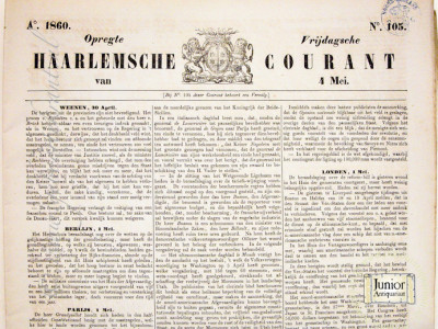 Opregte Haarlemsche Courant krant geboortedag als jubileumscadeau