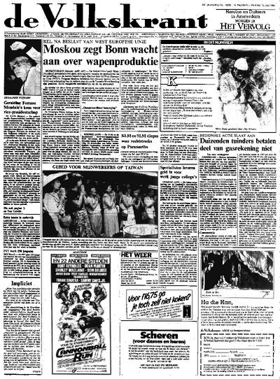 Voorpagina De Volkskrant 13-07-1984