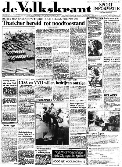 Voorpagina De Volkskrant 16-07-1984