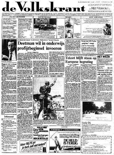 Voorpagina De Volkskrant 21-07-1984