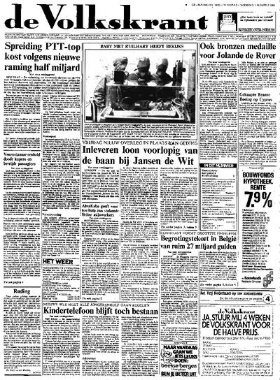 Voorpagina De Volkskrant 01-08-1984