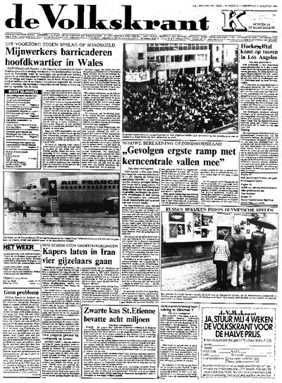 Voorpagina De Volkskrant 02-08-1984