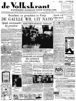 Volkskrant 30 oktober 1964 voorpagina nieuws