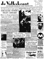 Volkskrant 3 november 1964 voorpagina nieuws