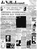 Volkskrant 4 november 1964 voorpagina nieuws